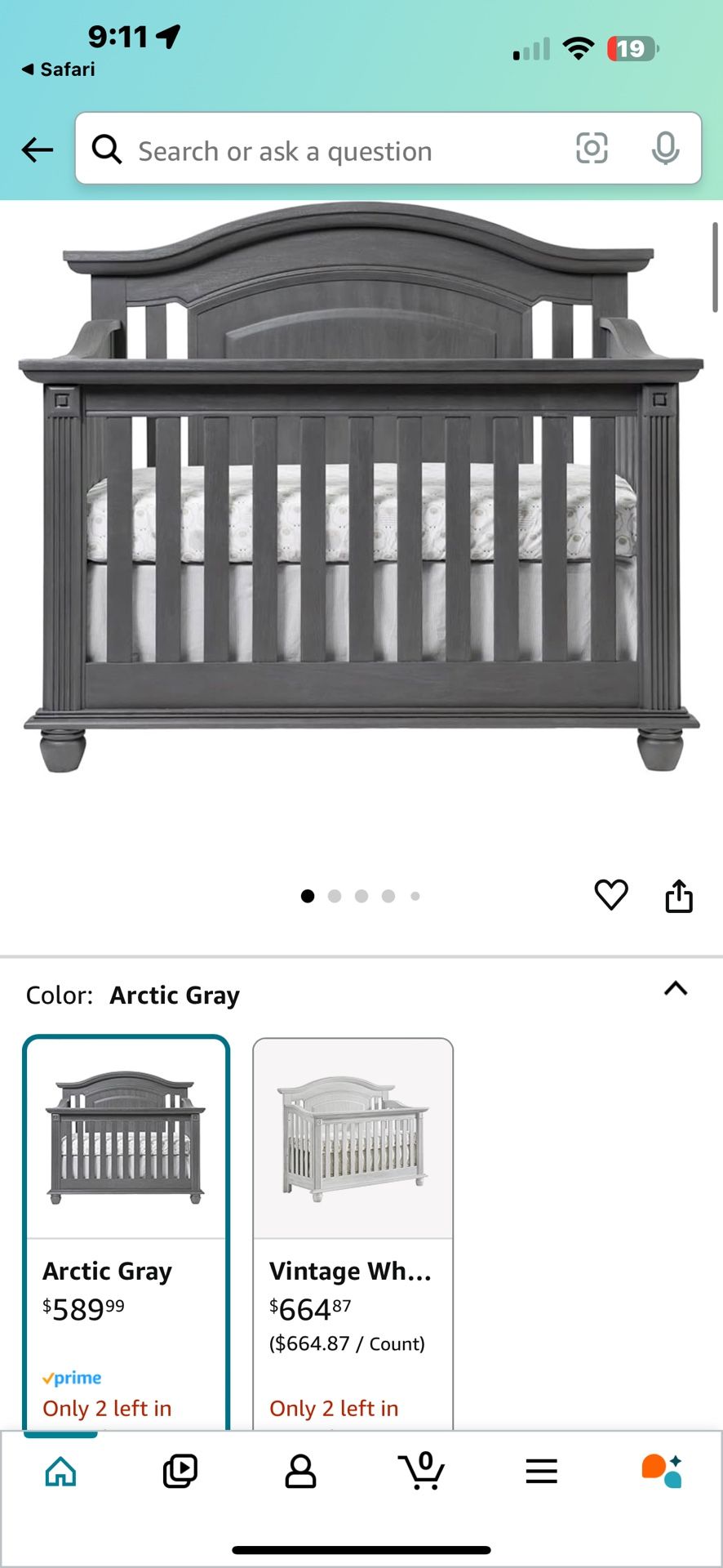 Beautiful Gray OXFORD LONDON 4 In 1 Crib /toddler Bed