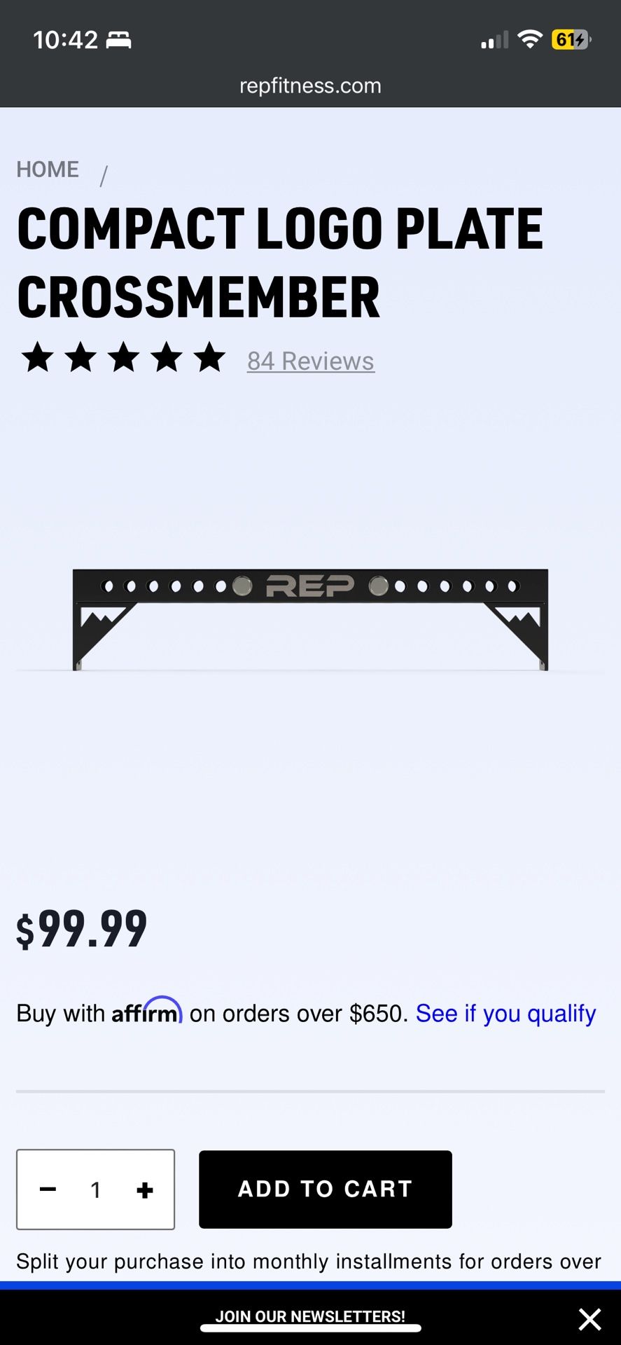 Rep Fitness Compact Logo Plate Crossmember