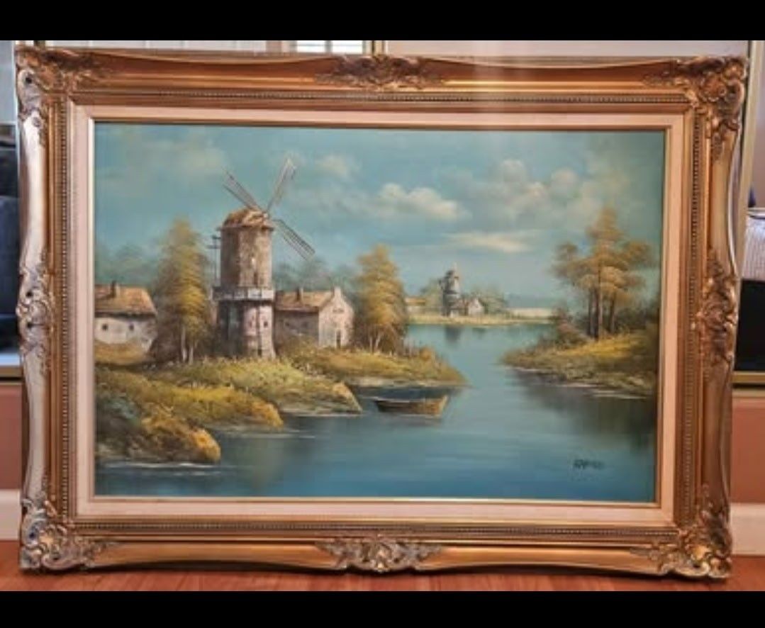 Vintage Original Oil On Canvas Signed RABORD Landscape Painting