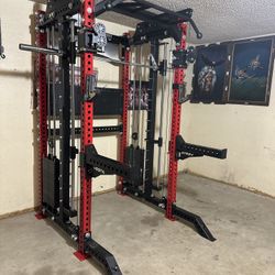 PRO SERIES Ultimate 3-1 Half Rack Functional Trainer w/Smith Machine Bar | 400lb Stack | Gym Equipment | Fitness | Commercial | Squat Rack