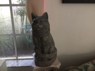 Grey kitty about 2 ft high