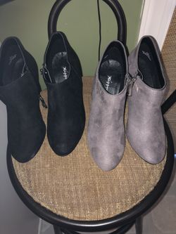 Size 6 Brand New Faux Suede Booties, black and grey