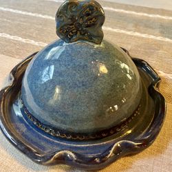 Beautiful Hand Made Pottery- Butter Dish, Cheese Tray, Garlic Roaster