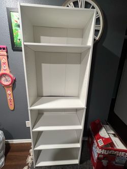 White Wood Bookcase with Multiple Shelves