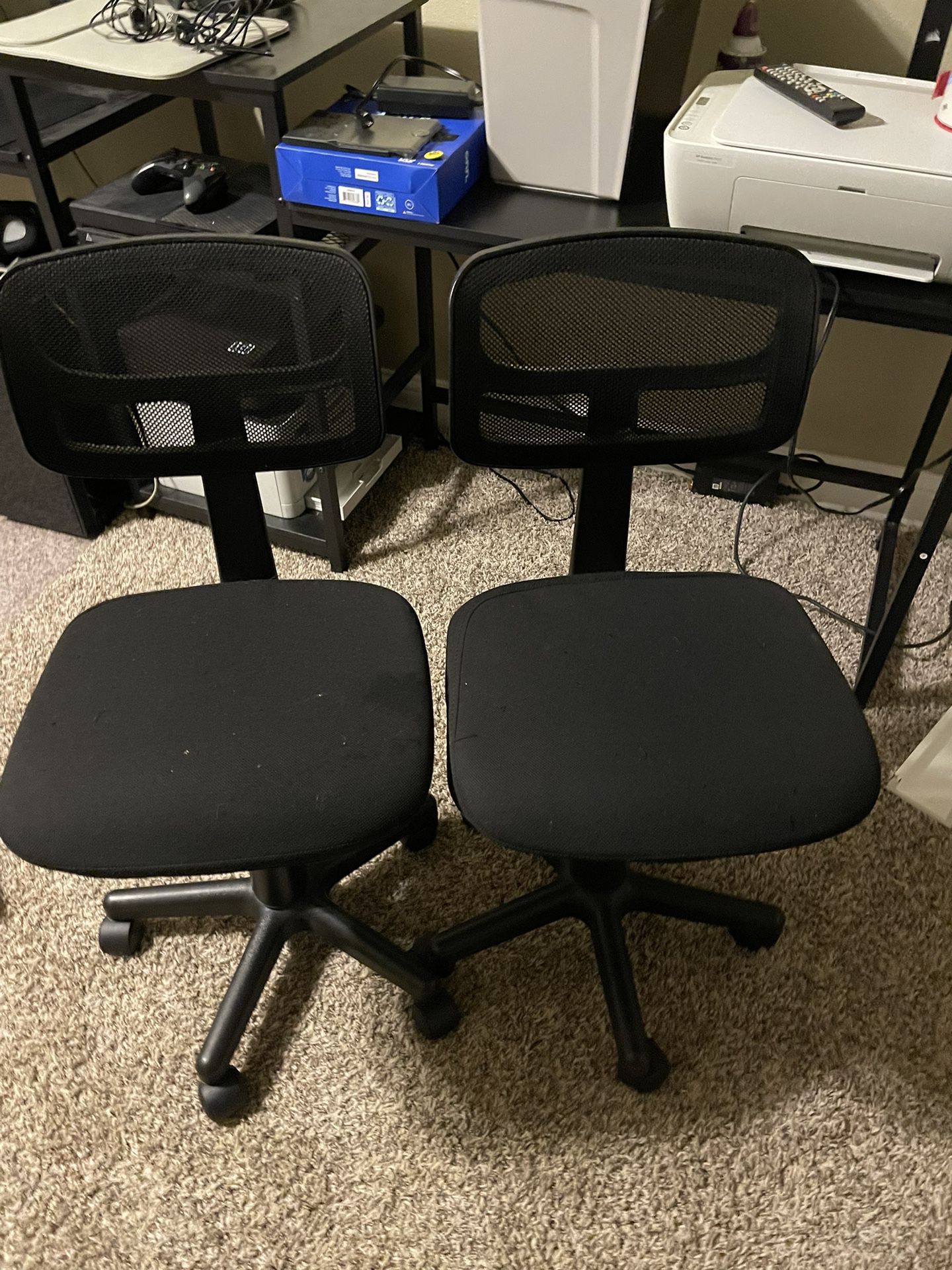 2 Person Desk with 2 Computer Chairs