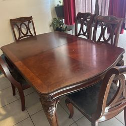 Wood Dining Table Set with 6 Chairs