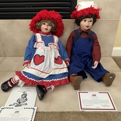 Danbury Mint Raggedy Ann & Andy Dolls