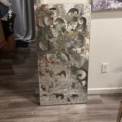 Wall Art And Mirrored Small Buffet 