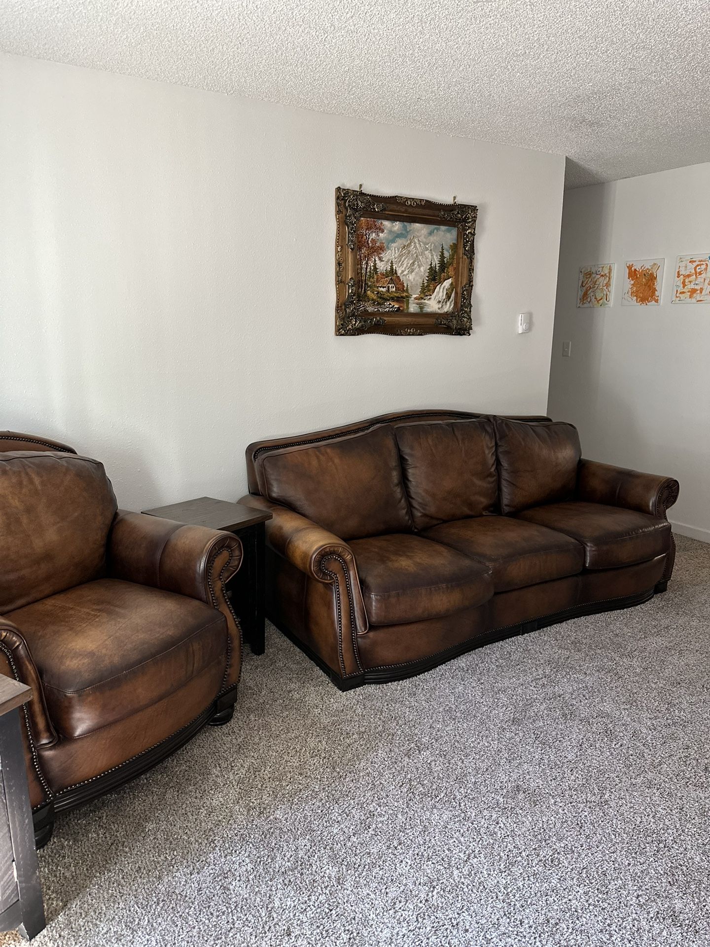 Italian Leather Couch And Chair