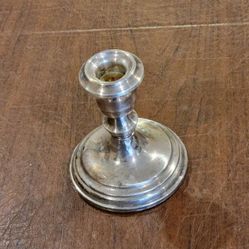 Antique Vintage Sterling Silver Candlestick Holder Weighted. Height  
4.5". Pre-owned, good shape, several bends, please see photos for 
details.