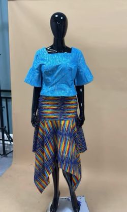 African Print Colorful Two-Piece Outfit