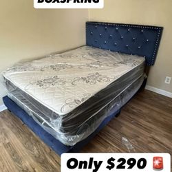 Brand New Queen Bed Frame With Mattress & Boxspring for ONLY $290 🚨 Ready For Delivery 🚚 