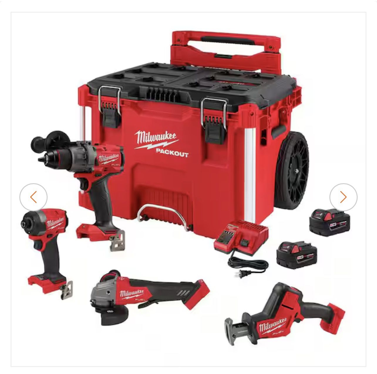Milwaukee Pack out  Including Drill ,angle Grinder,2 Batteries,impact Driver,hacksaw 