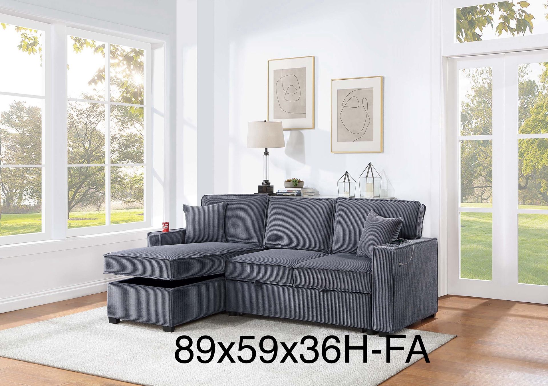 $369 Sectional Pull Out Bed With Storage
