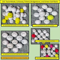 101 TaylorMade, Callaway, Titleist, Bridgestone, and Srixon Golf Balls