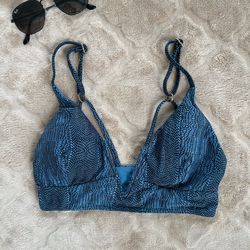 LSpace  Snake print blue V swim top  size Small