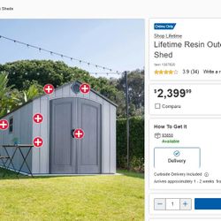 Lifetime Resin Outdoor 8' x 17.5' Storage  Shed