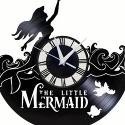 🧜‍♀️ New! The Little Mermaid Real Vinyl Record Die-Cut Silent Wall Clock