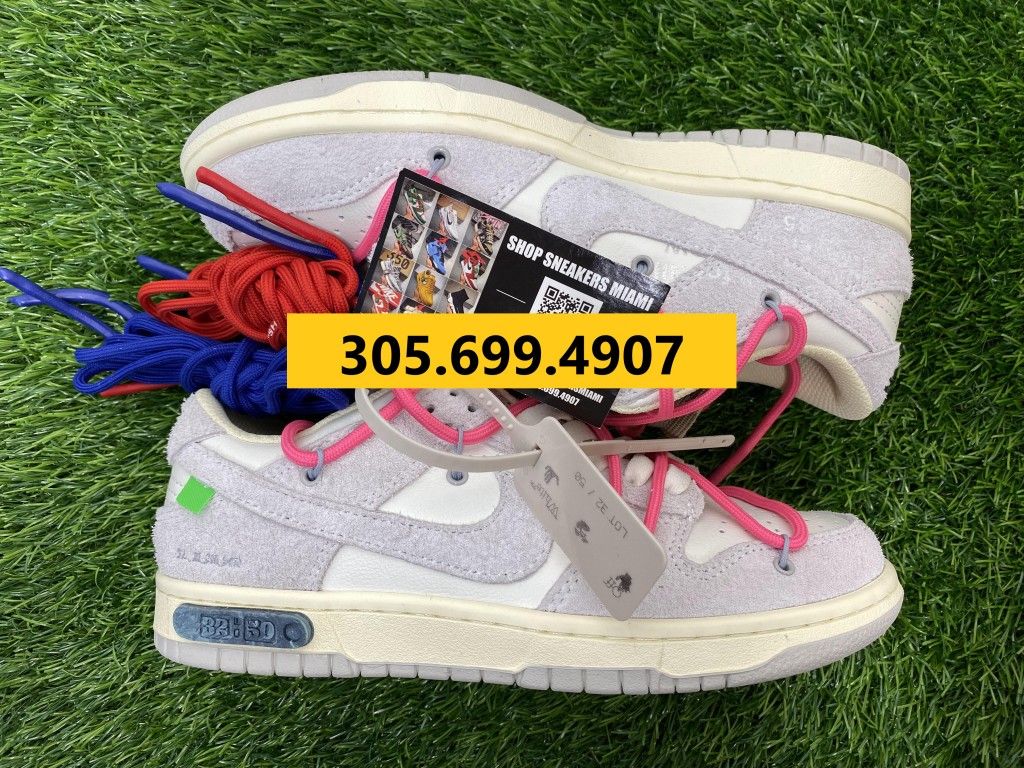 OFF WHITE NIKE DUNK LOW LOT 32 GRAY WHITE BLUE RED PINK NEW SNEAKERS SHOES SIZE 6 6.5 7.5 7 8 A5