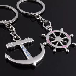 His And Her Anchor And Ships Wheel Keychain