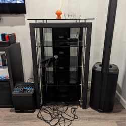 Heavy Duty Media Shelf Stand 5 Tiers Glass And Metal 