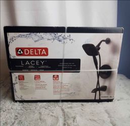 Delta Lacey Matte Black 1-handle Handheld 6-in Square Bathtub and shower Faucet