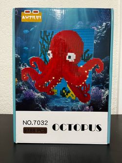 3D Red Octopus building block Sculpture, Large