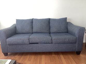 Blue Couch With 2 Light Blue Lounge Chairs