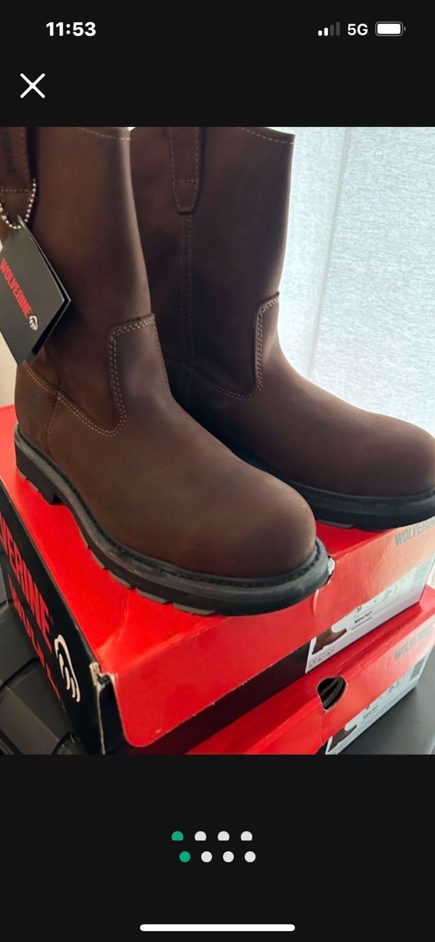 Men’s work boots wolverine size 9, new inbox