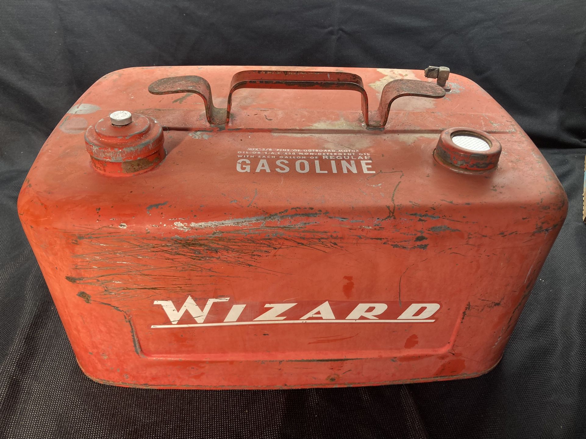 Vintage Wizard Metal Boat Gas Can, 6 Gallons