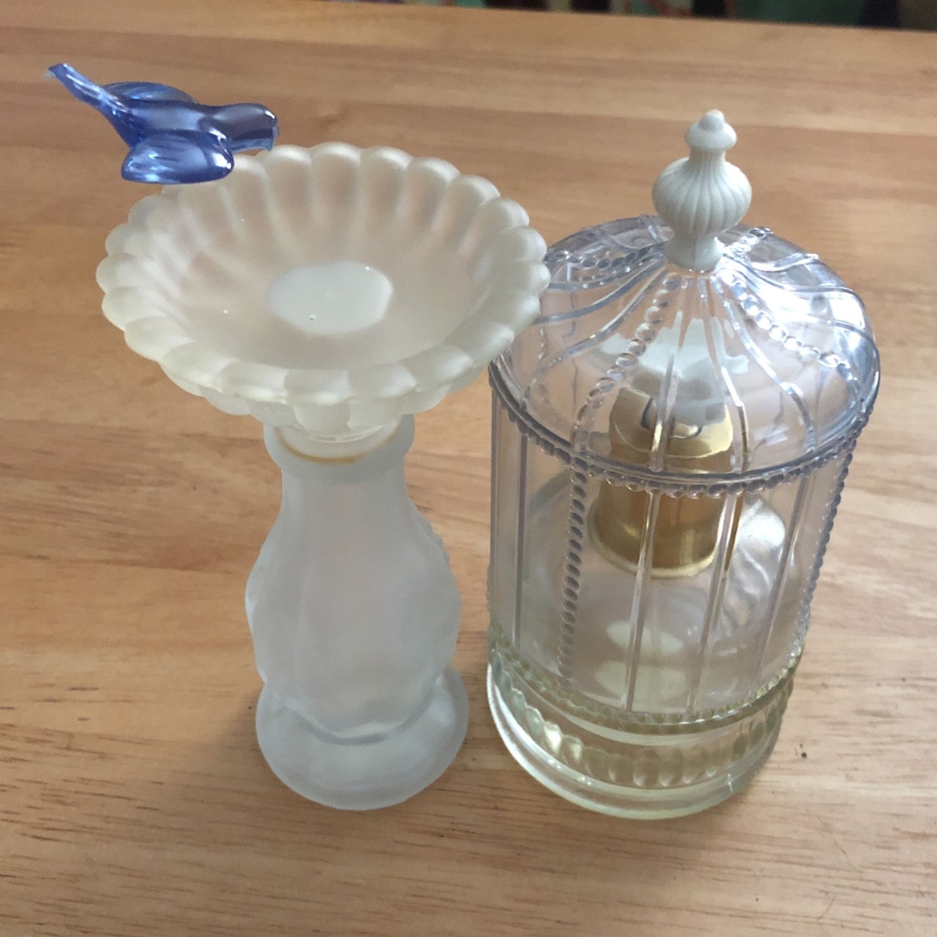 Avon Birds of Paradise Perfume Cologne Mist 2oz Bird in Cage Dove & AVON BIRD BATH COLOGNE BOTTLE