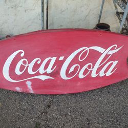 Vintage 1950s Coca-Cola Fishtail 5 1/2 Ft Advertisement Sign