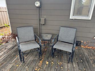 Rocking lawn chair and fire pit