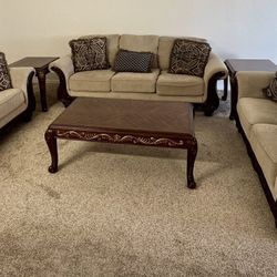 Ashley Living Room Set – Sofa, Loveseat, Chair + Tables
