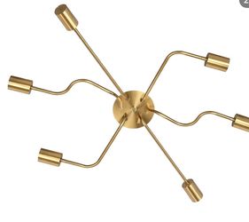6-Arm Brass Sputnik Flush Mount Chandelier