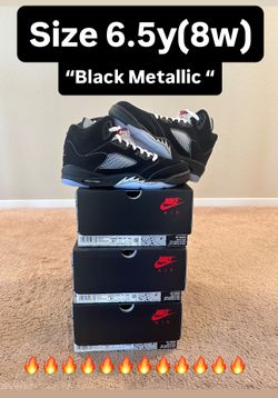 Nike Air Jordan 5 Retro “Black Metallic” 6.5y(8w)
