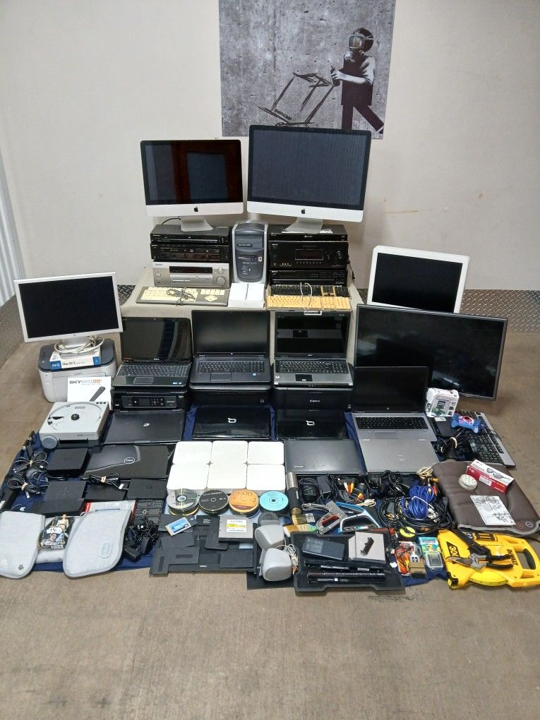 Lot of Over 30 Laptops Apple Desktops Ipads Printers Recievers Tools & More