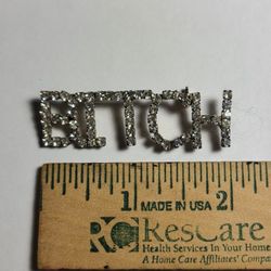 Brooch Pin Jewelry White Rhinestones Spells B
