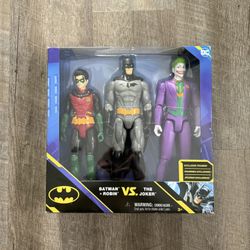 In Hand, Brand New, Never Opened DC Spin Master - Batman and Robin and Joker - 3 Pack - 12” Inch Figures