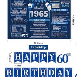 Happy Birthday 1965, 60Th - birthday decorations