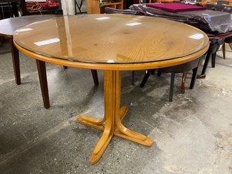 Vintage Round Glass Top Dining Table