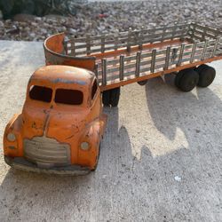 Vintage - HUBLEY 500 Series Diecast Toy Semi-Truck W/Stake Body Trailer 