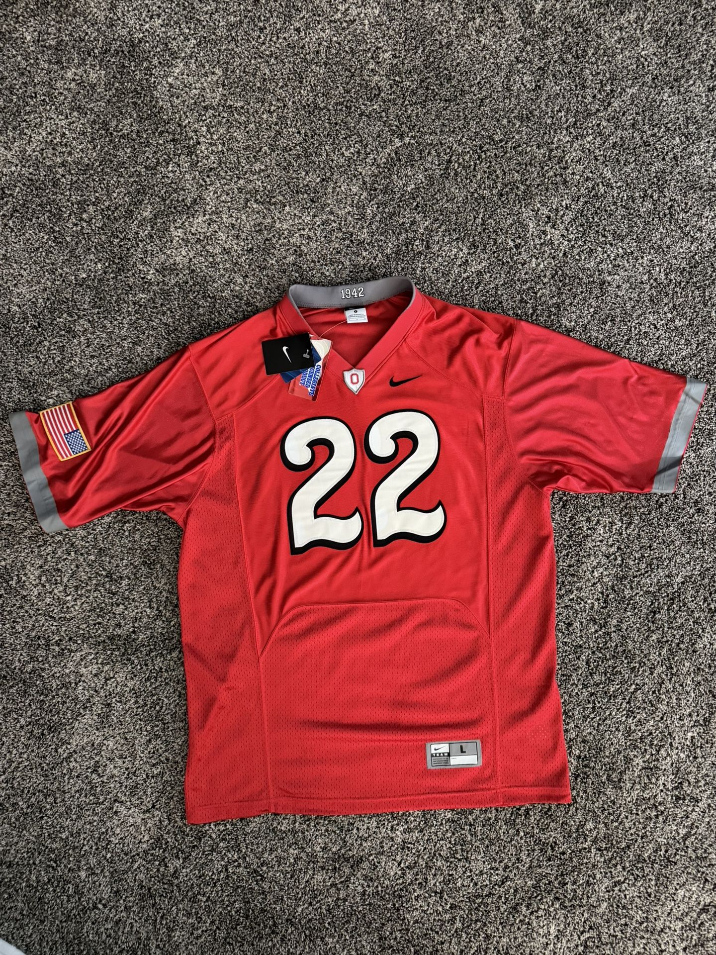 NEW MENS NIKE OHIO STATE OSU BUCKEYES 1942 THROWBACK PRO COMBAT RIVALRY FOOTBALL JERSEY 2010 XL