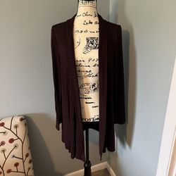 Charlotte Russe Cardigan, Large, Dark Maroon w/ Black Heathering