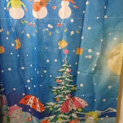 Shower Curtain Christmas Snowman Family