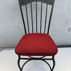 Tuscan-Style Wrought Iron Dining Chair with Upholstered Red Seat”