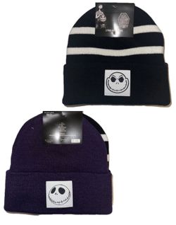 Nightmare Before Christmas 2 Pack Knit Beanie Jack Skellington Black & Purple