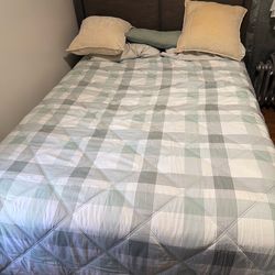 Queen Bed Frame with Mattress – Good Condition