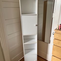 Tall White Shelf With Magnetic Cabinets 