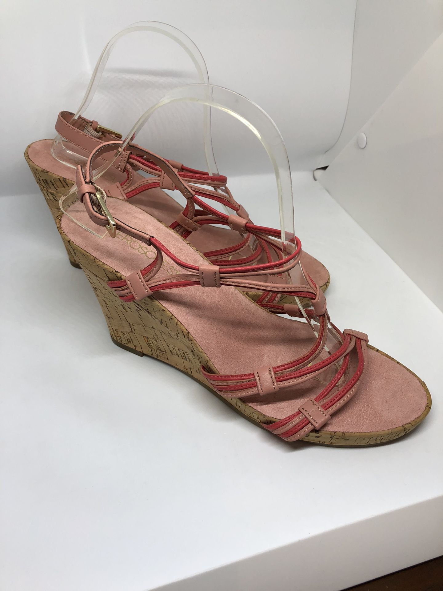 Aerosoles Real Plush Wedge Sandals Size 11M, Color: Coral combo